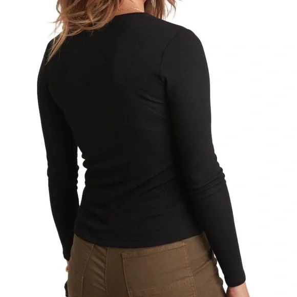 Marine Layer Lexi Rib V-Neck Long Sleeve Henley - Picture 3 of 11